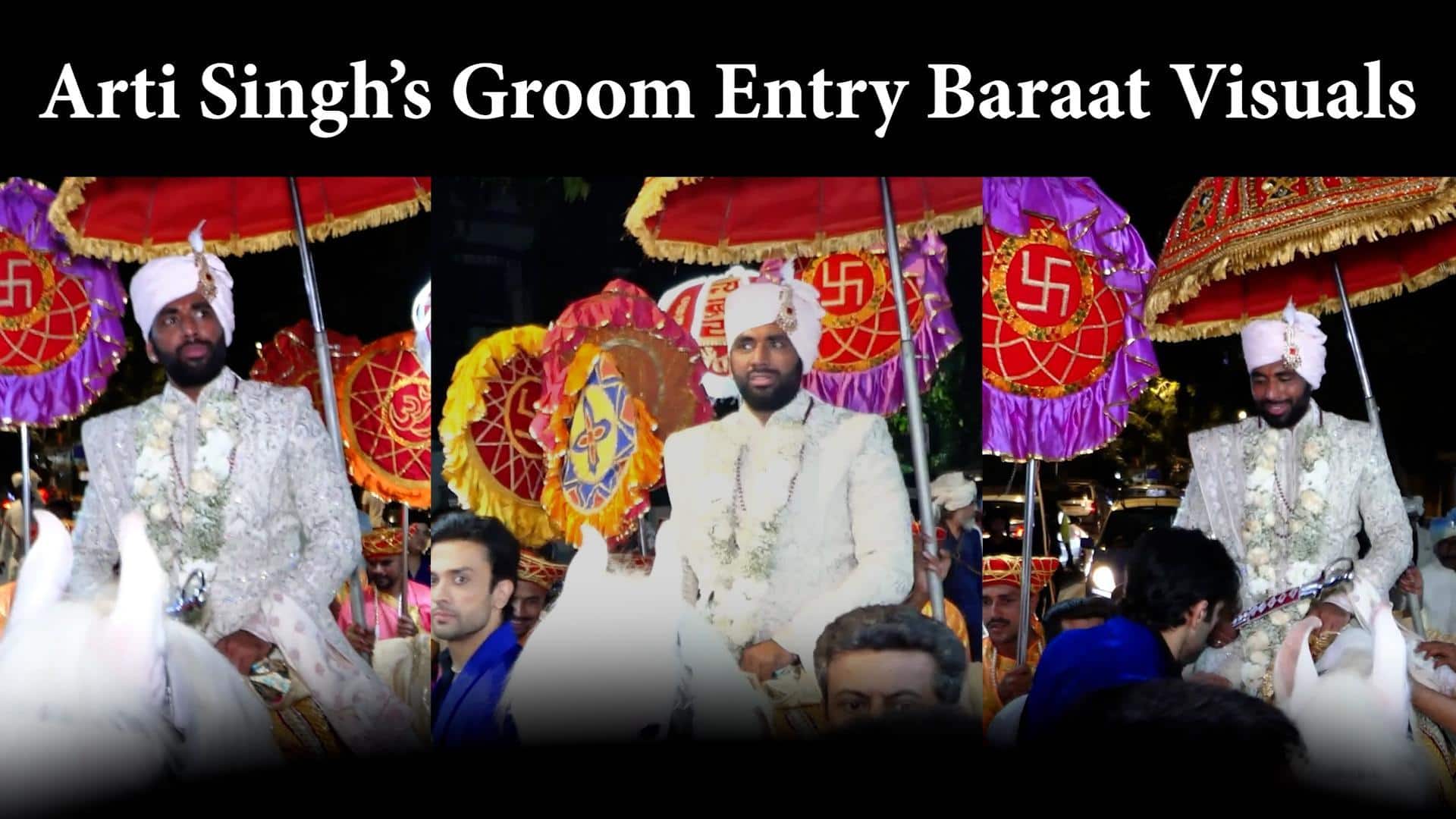 Arti Singh's wedding visuals; groom Dipak Chauhan arrives in style [Video]